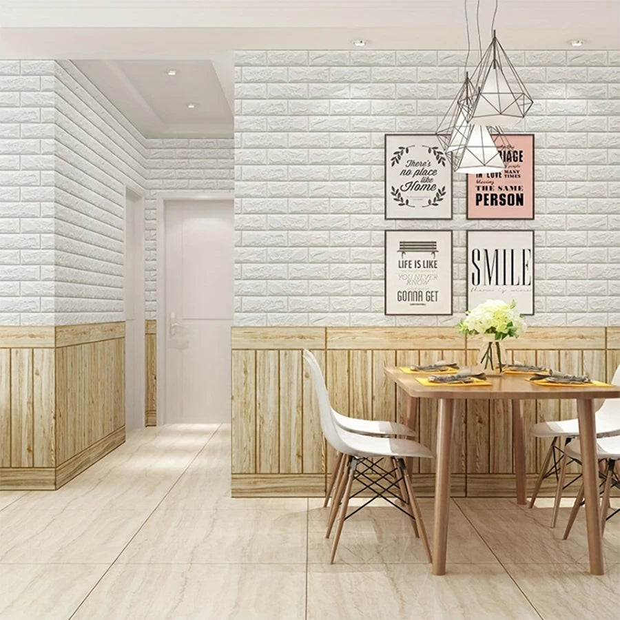 3D Solid Color Faux Brick Waterproof Wallpaper Wall Stickers Home Decoration For Kitchen Bedroom Living Room Self-adhesive
